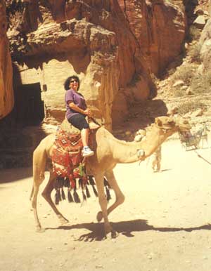 Kamilia on a camel in Petra (photo)